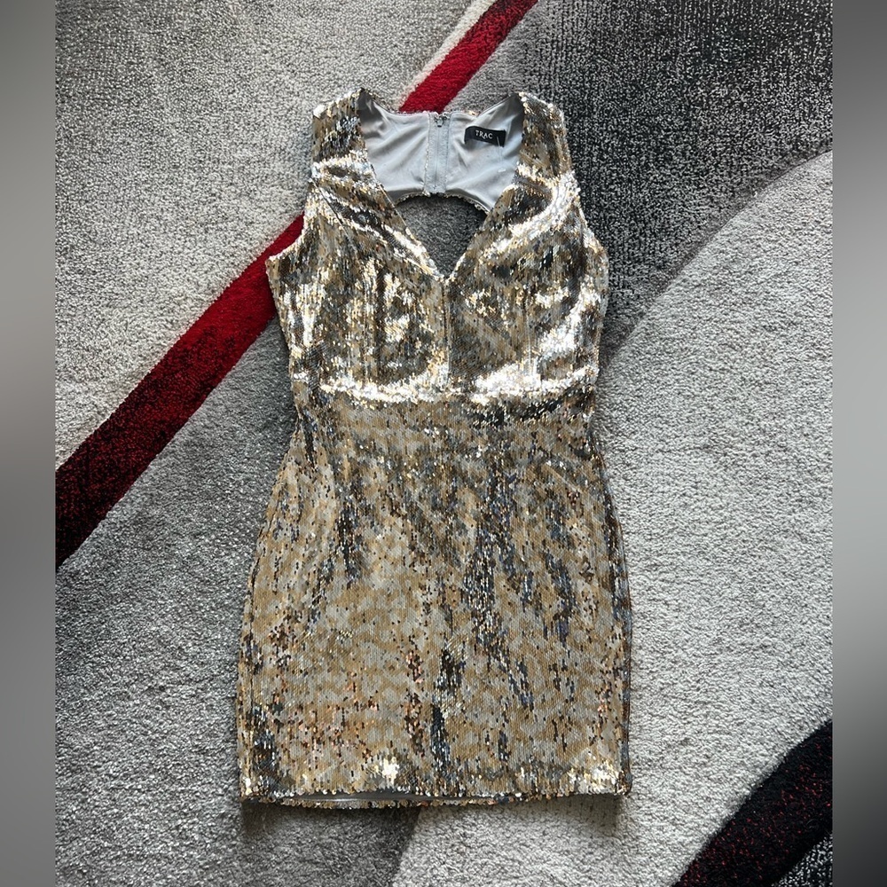 Trac Open Back Sequin Mini Dress